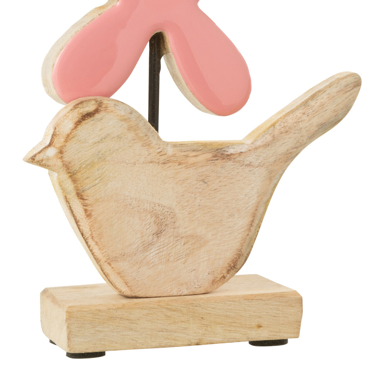 Statuette dcorative oiseau et fleur en bois de rose 20 cm