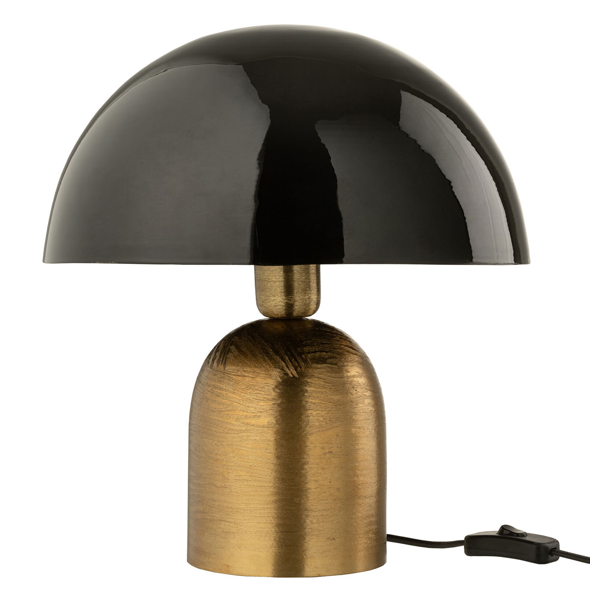 Lampe champignon noir et or en mtal - 36 cm