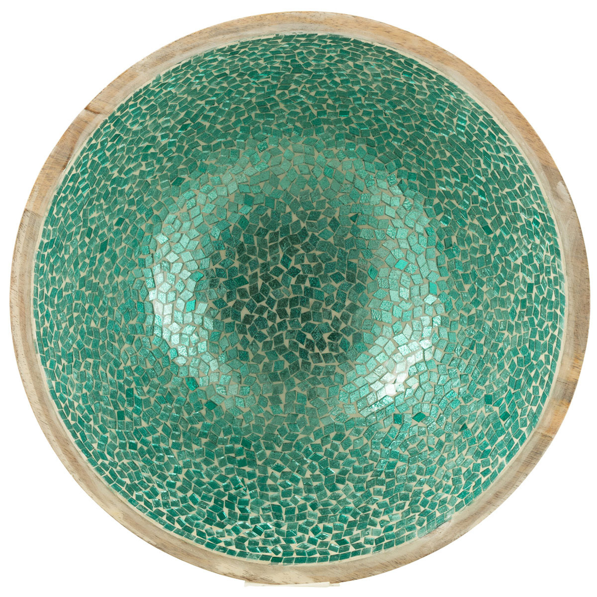 Grand saladier mosaques vertes en bois de manguier