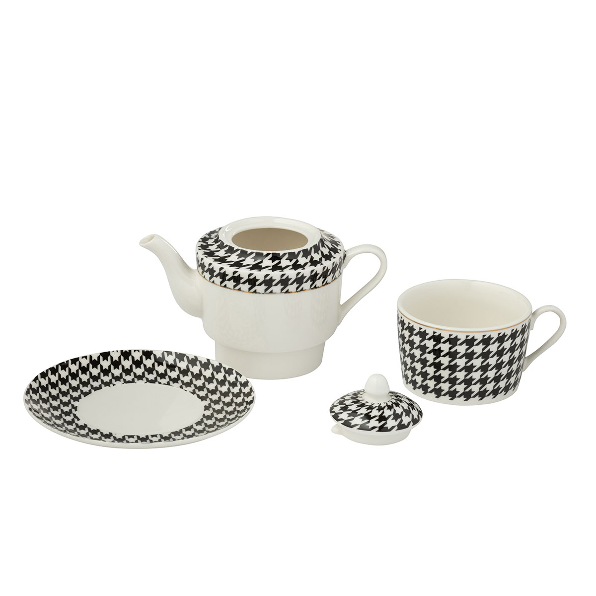Thire goste pied-de-poule en porcelaine blanc et noir