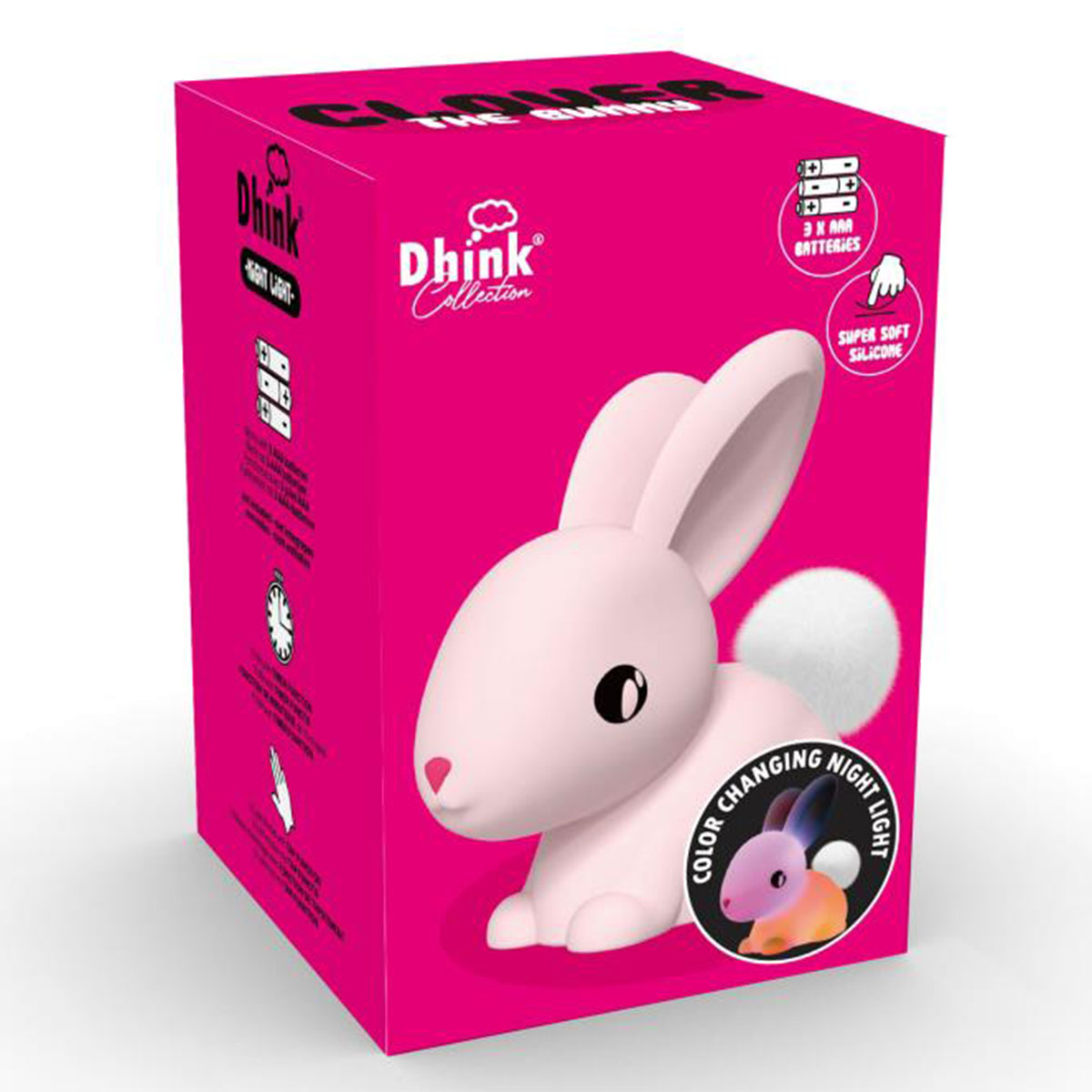Veilleuse Cotton le Lapin rose  Fonctionne  piles