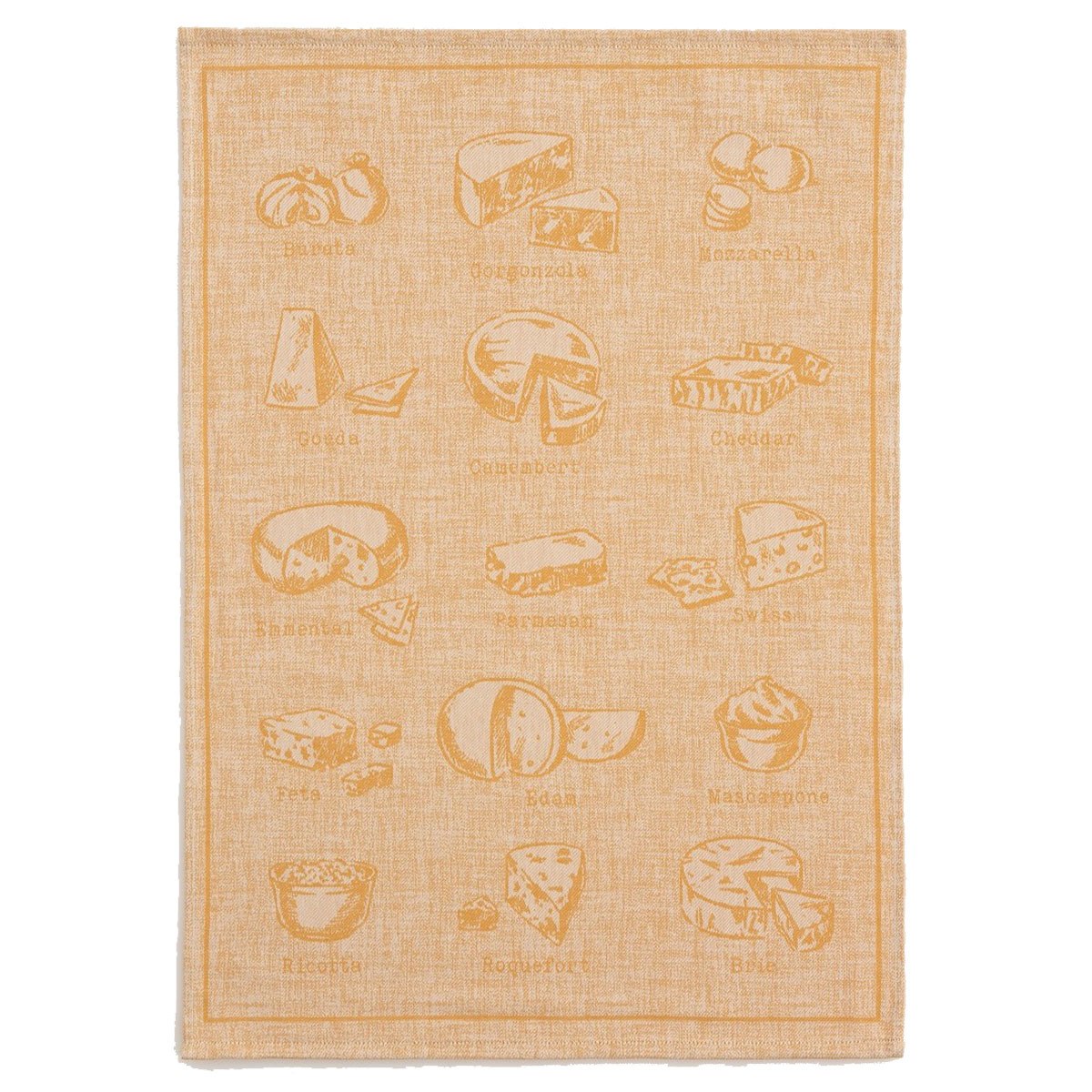 Torchon imprim Fromages 50 x 70 cm - Jaune