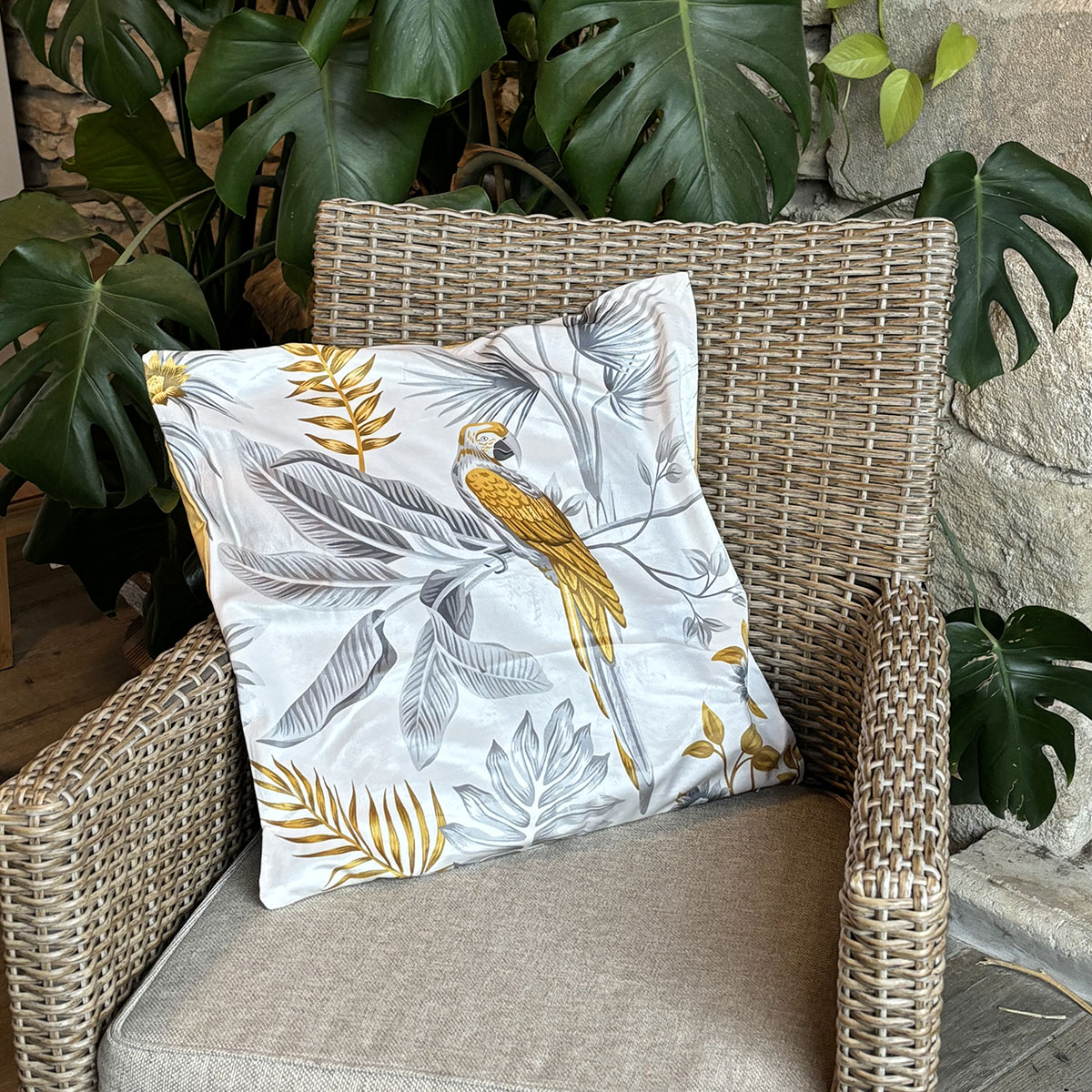 Housse de coussin Perroquet 45 x 45 cm