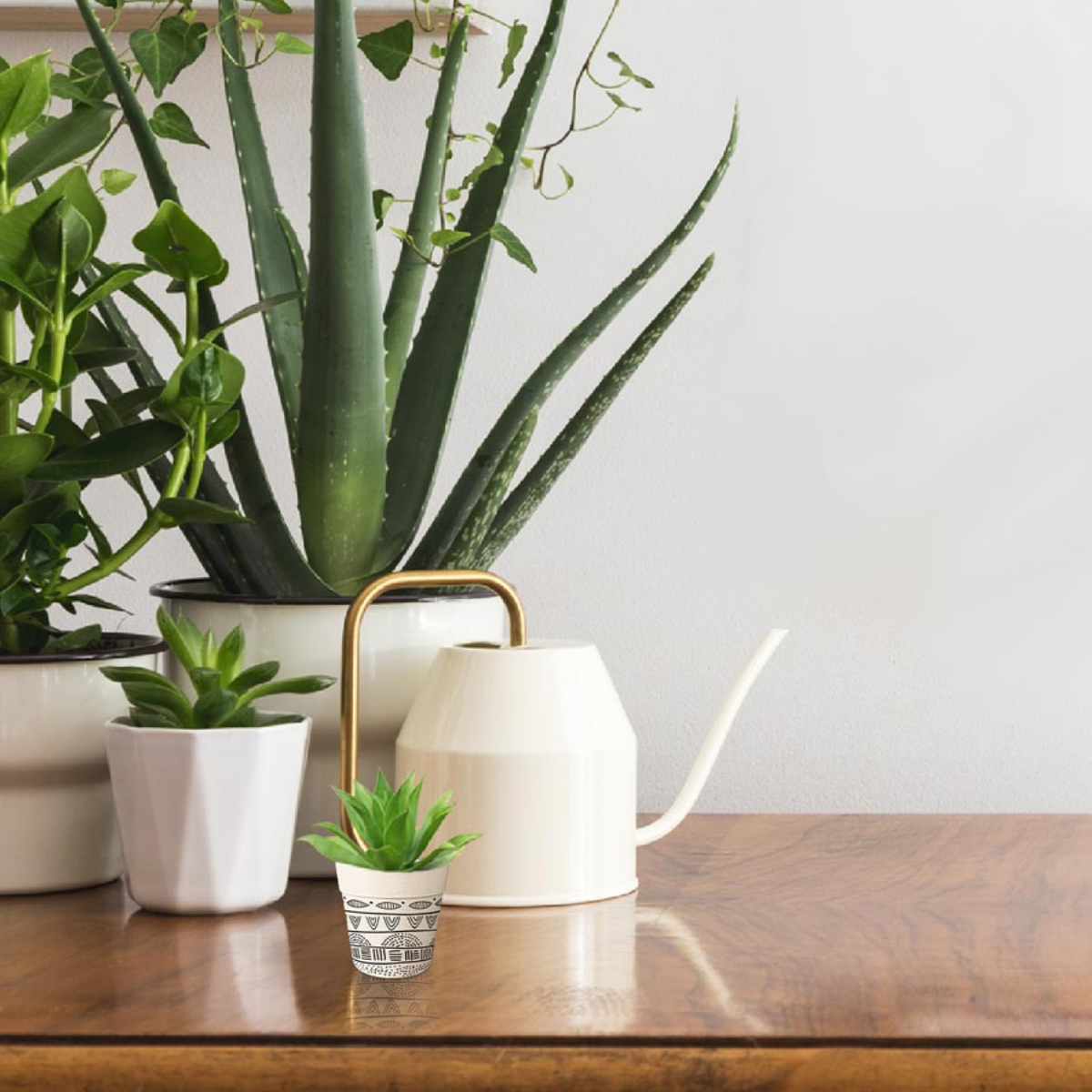 Cache Pot en Fibre de Bambou - beige et noir