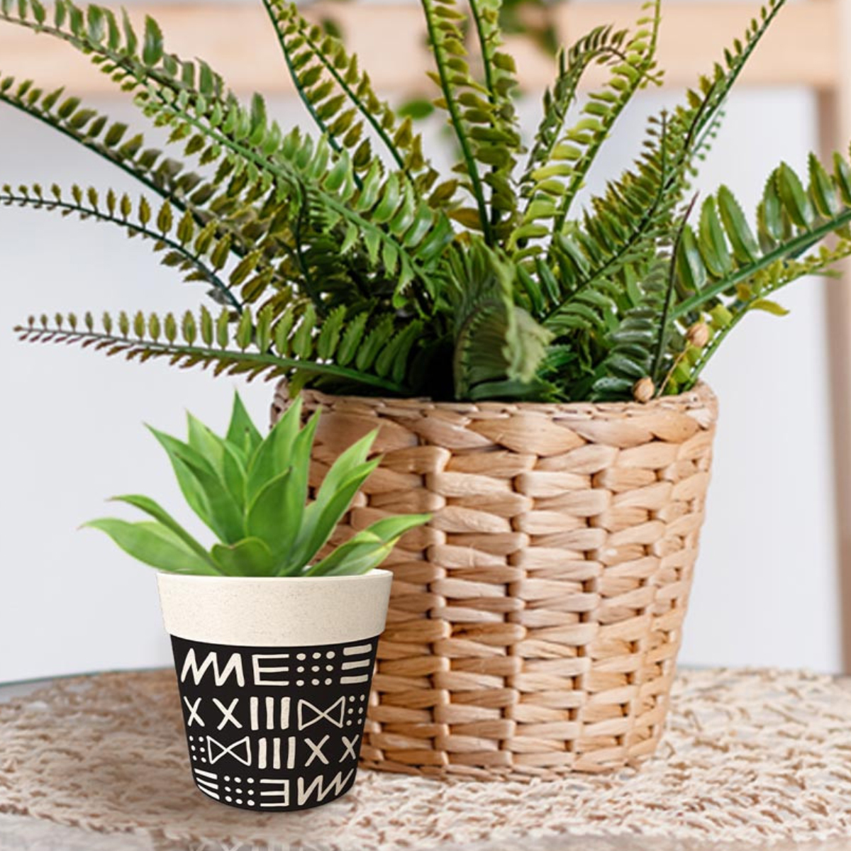 Cache Pot en Fibre de Bambou - Ethnique 8.5 cm