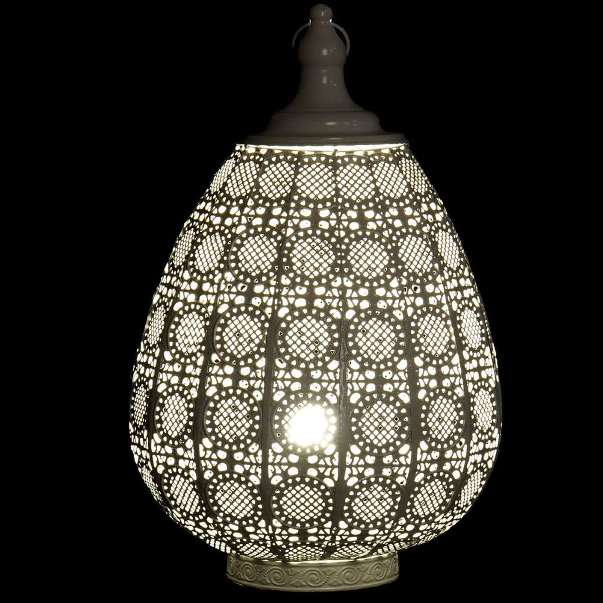 Lampe de style Orientale en métal blanc patiné 50 cm