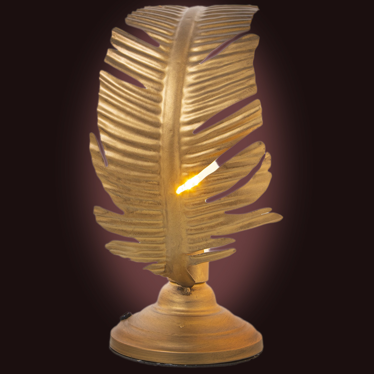 Lampe Feuille en Mtal Dor  36 cm