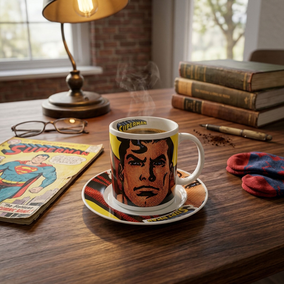 Coffret mug et assiette Superman Pixels en c�ramique