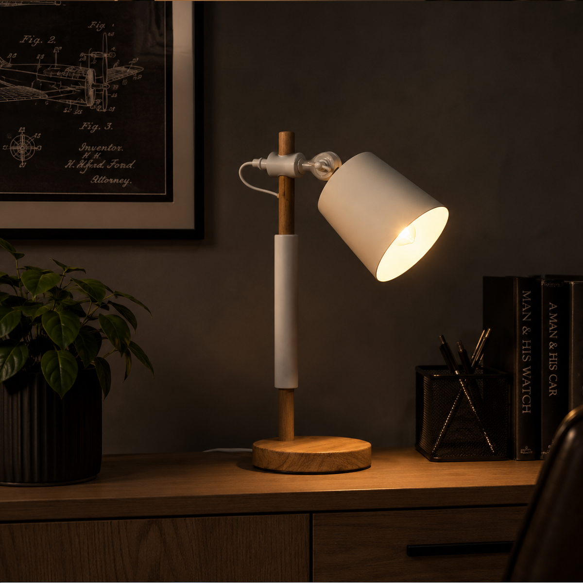 Lampe de bureau Narvik en Bois et M�tal 41 cm