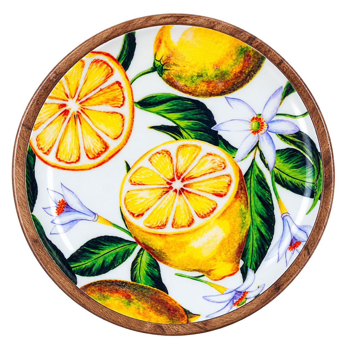 Petit bol en bois de manguier et r�sine d�cor citrons 15 cm