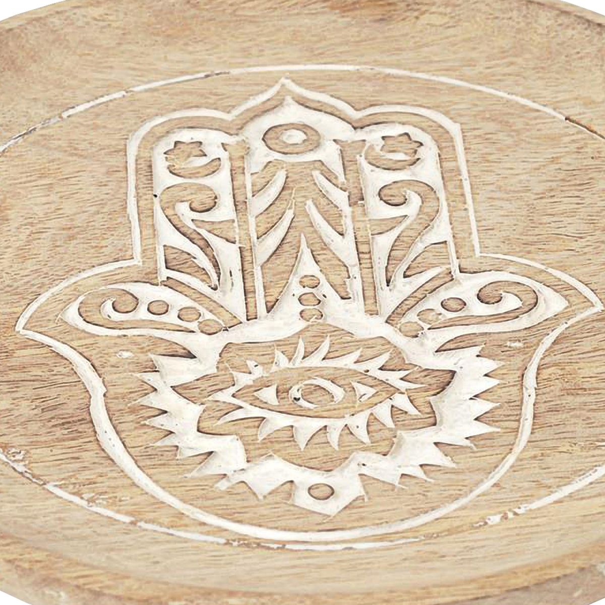 Plateau vide poche motif Main de Fatma en bois sculpt