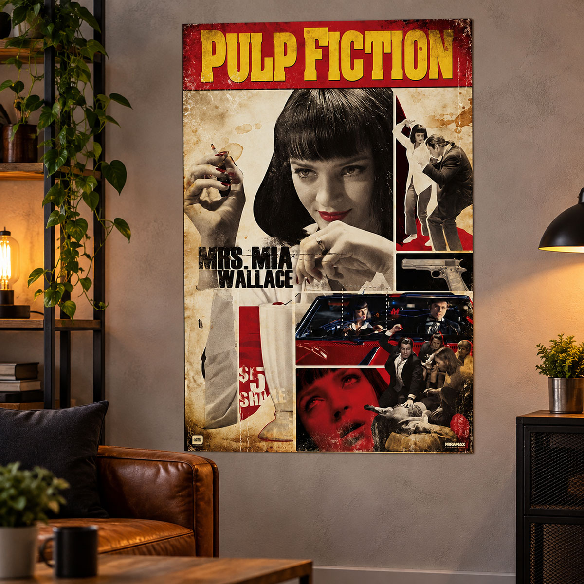 Poster Pulp Fiction Mia Wallace style cin�ma vintage 61 x 91 cm