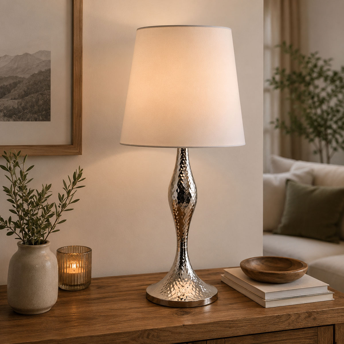 Lampe � poser Pied en m�tal Argent 52 cm - Areu