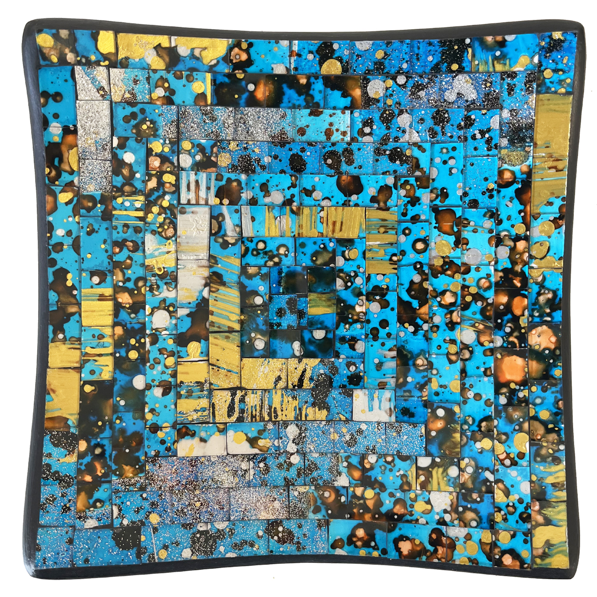 Coupelle dcorative en mosaque de verre bleue