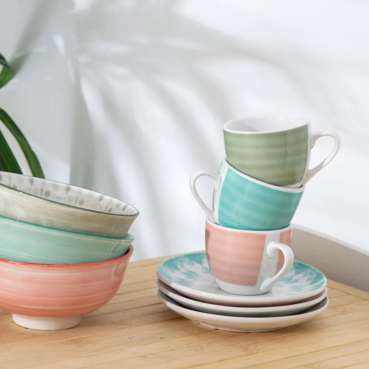 Bol ty and dye en porcelaine - Vert tendre