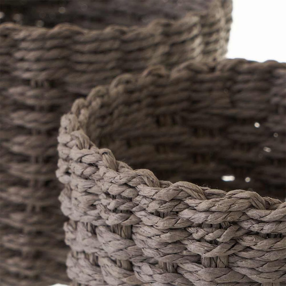 Lot de 2 Corbeilles en fibre de papier tresse - Gris
