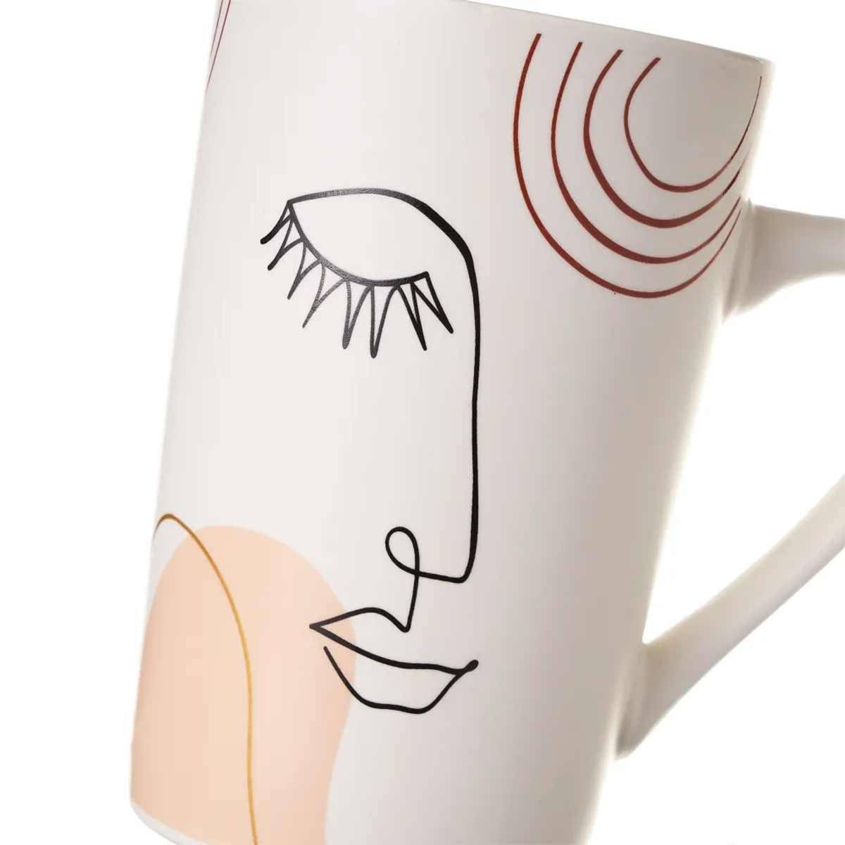 Ensemble de 4 mugs visages en c�ramique