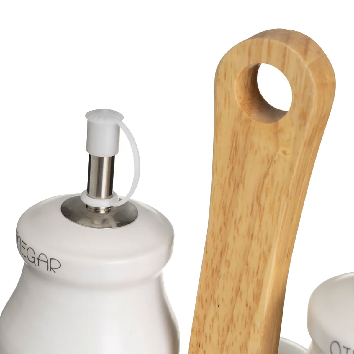 Set assaisonnement 5 pices en bois et cramique