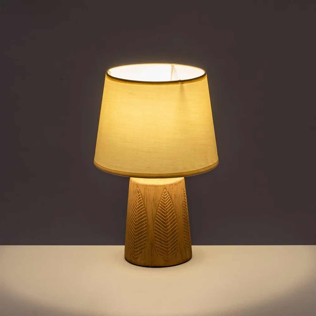 Lampe en cramique Terracotta motif feuilles 32 cm