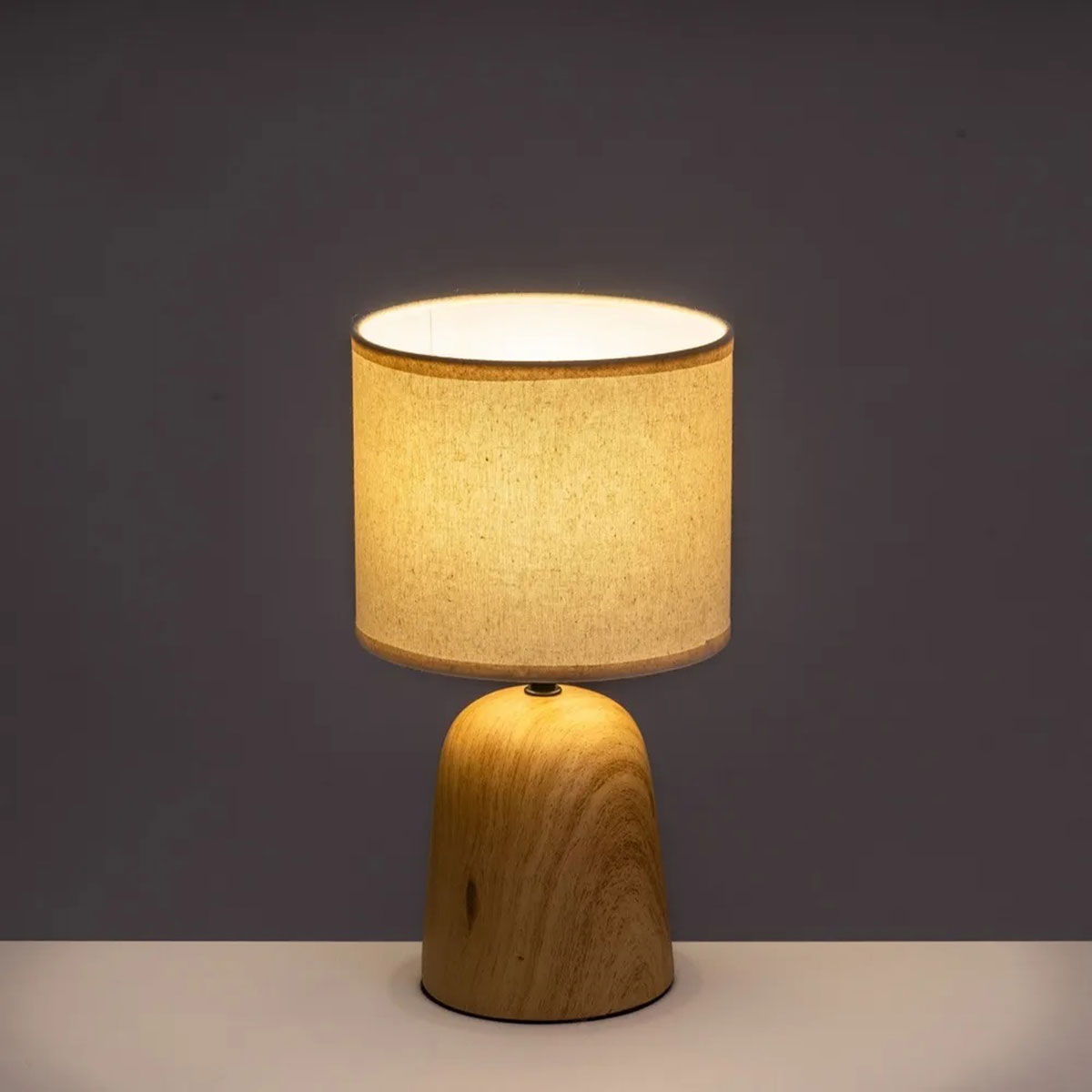 Lampe de table c�ramique naturelle et abat-jour beige 34 cm