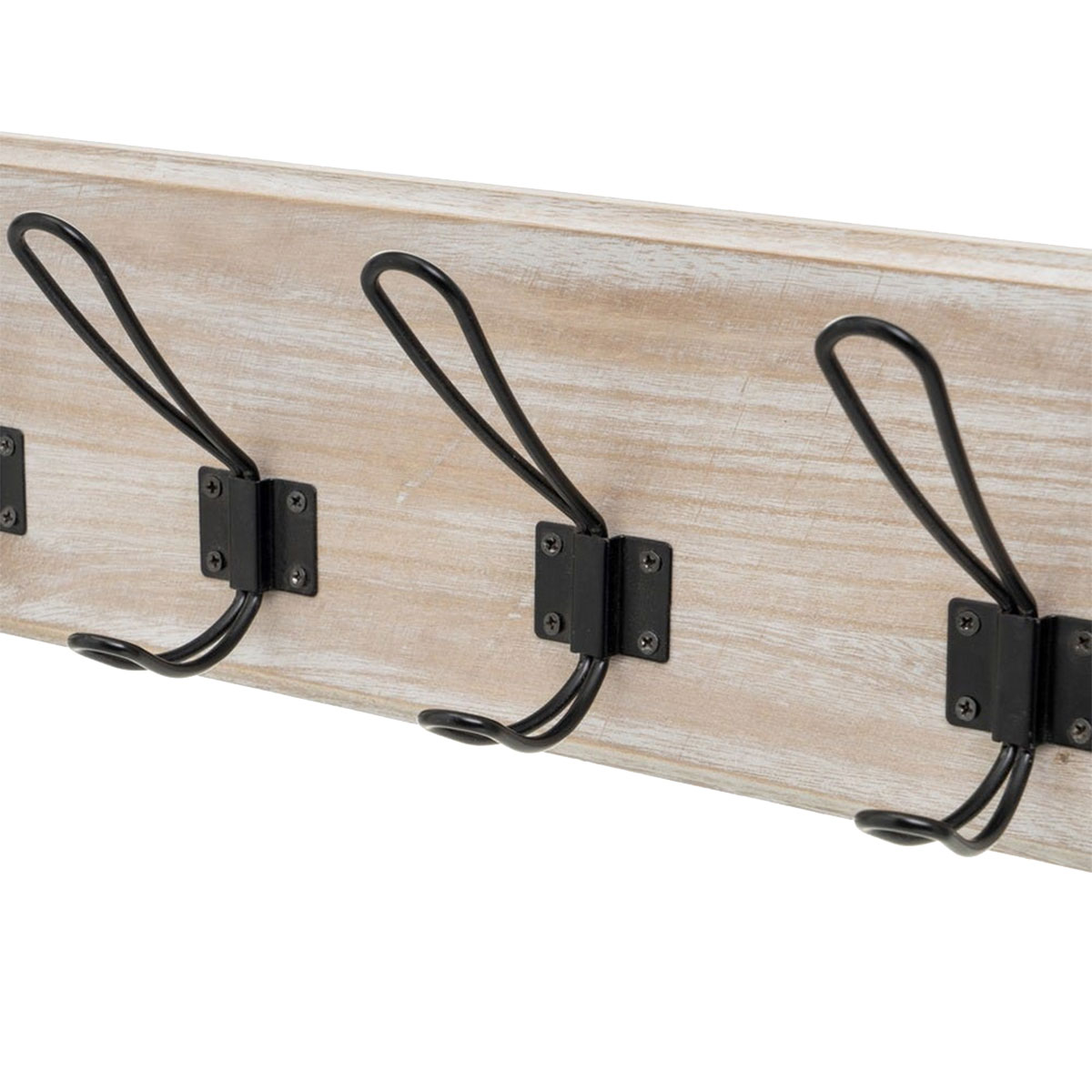 Porte-manteau mural bois Paulownia blanchi 5 crochets
