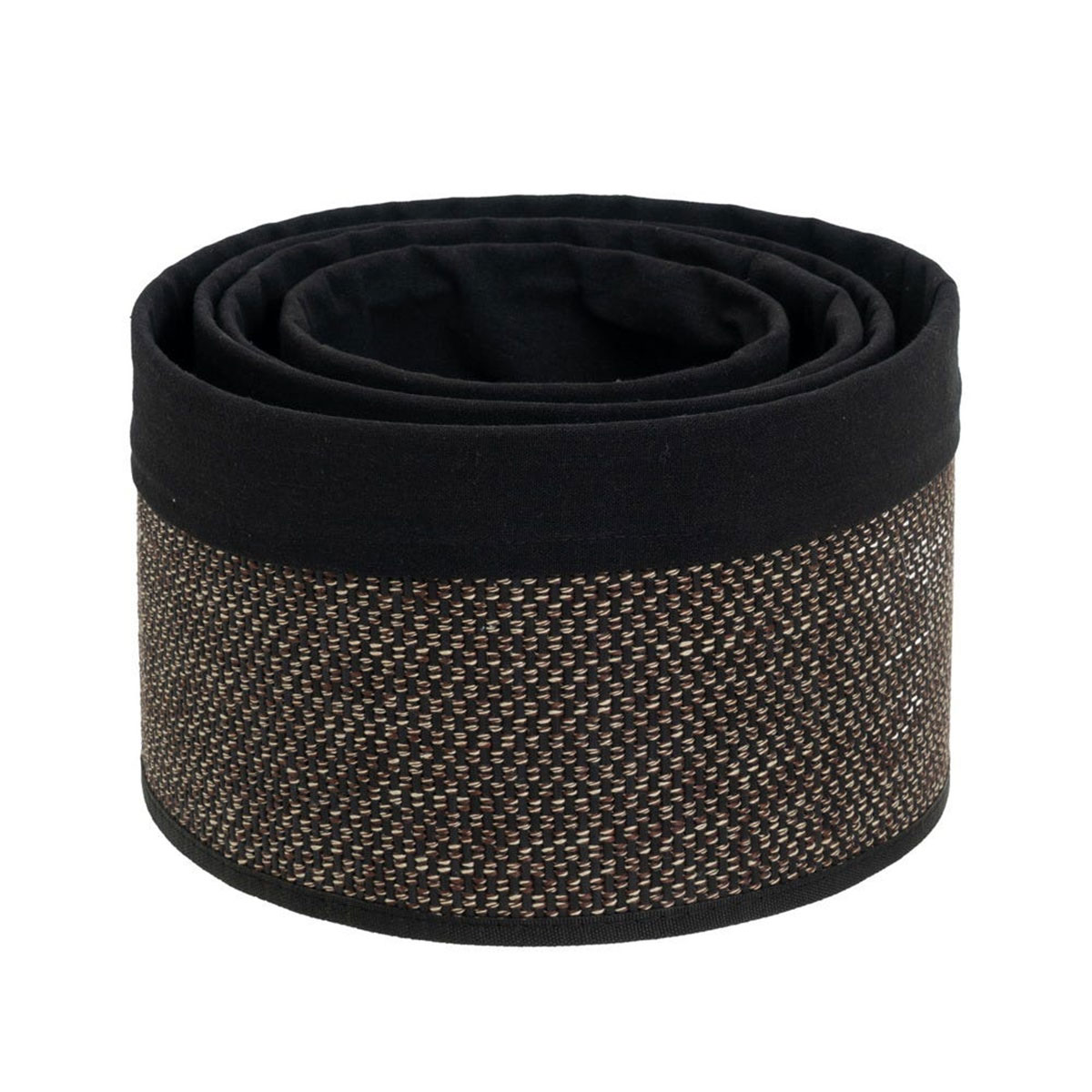 Set de 4 paniers ronds en bambou et tissu noir