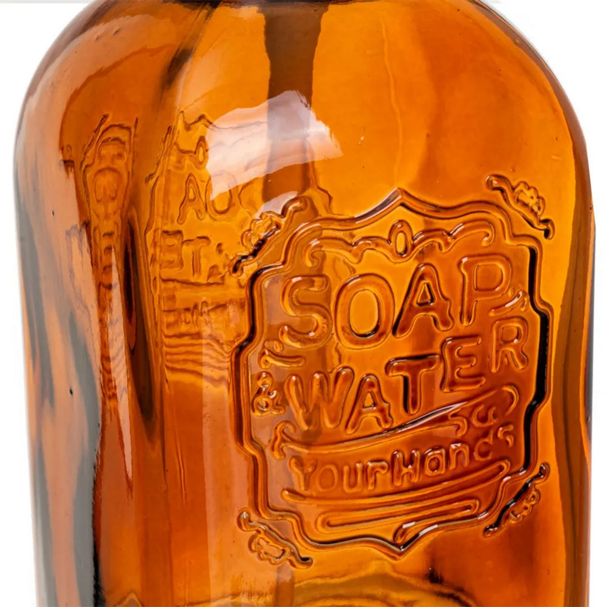 Distributeur de savon en verre  Ambre  19 x 9 x 7 cm