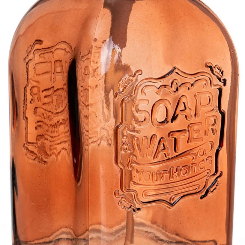 Distributeur de savon en verre  Orange clair  19 x 9 x 7 cm