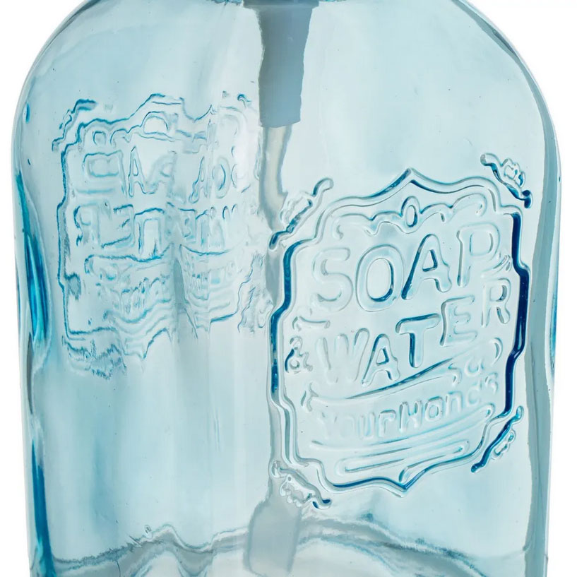 Distributeur de savon en verre  Bleu clair  19 x 9 x 7 cm