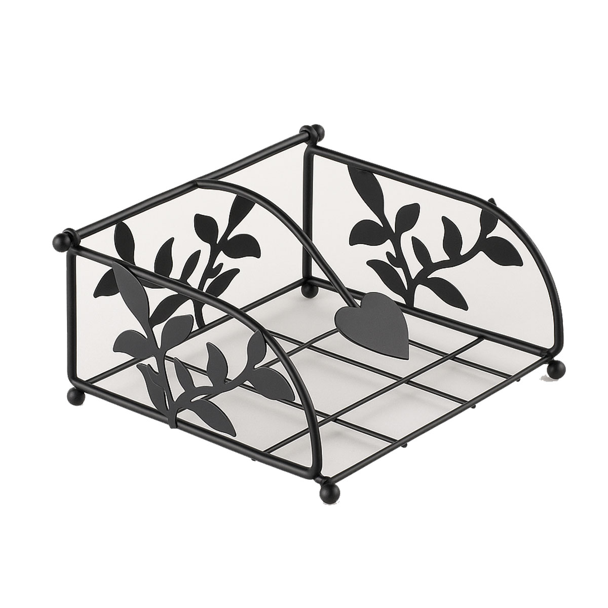 Porte-serviettes en mtal noir dcor feuillage