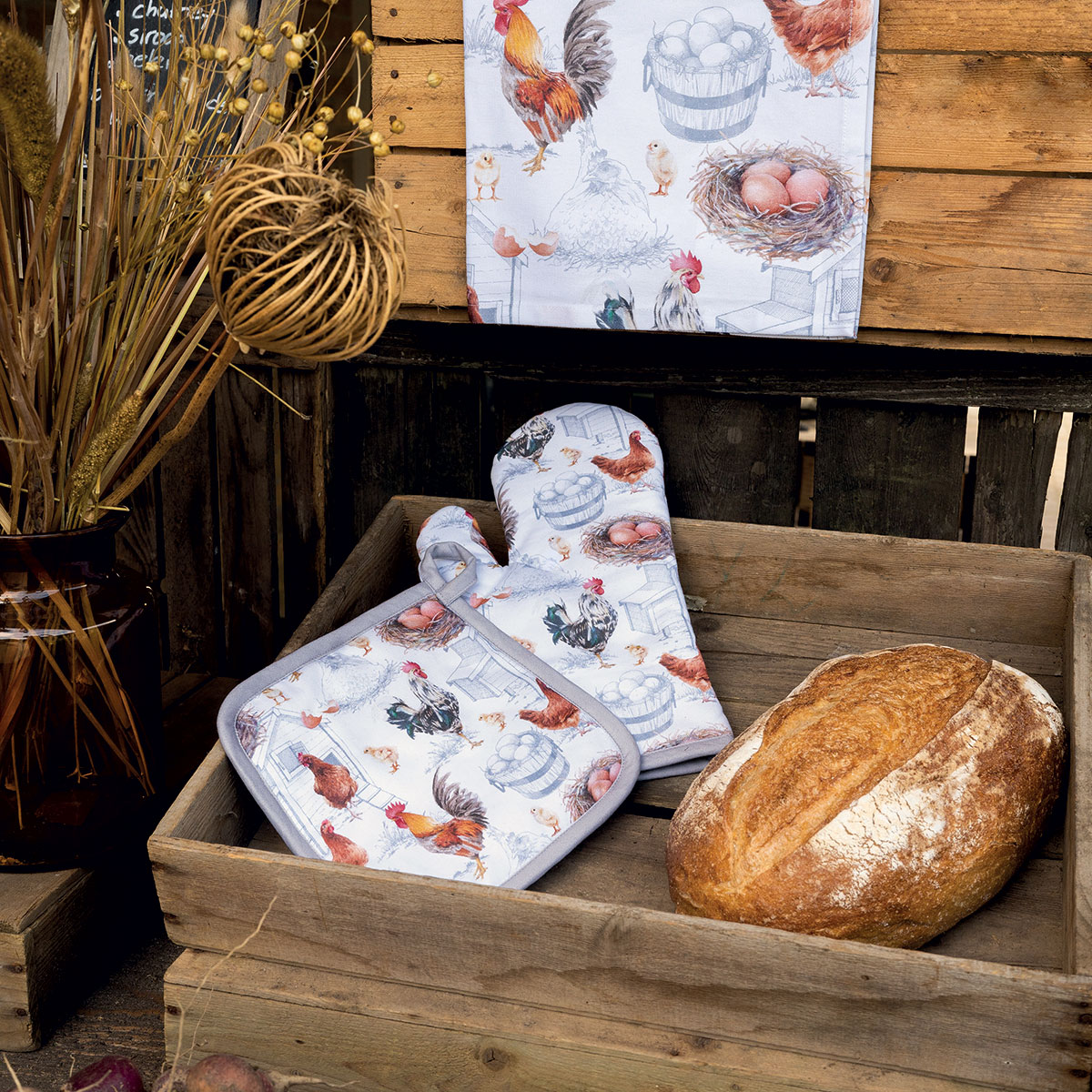 Manique de cuisine Poules et coqs