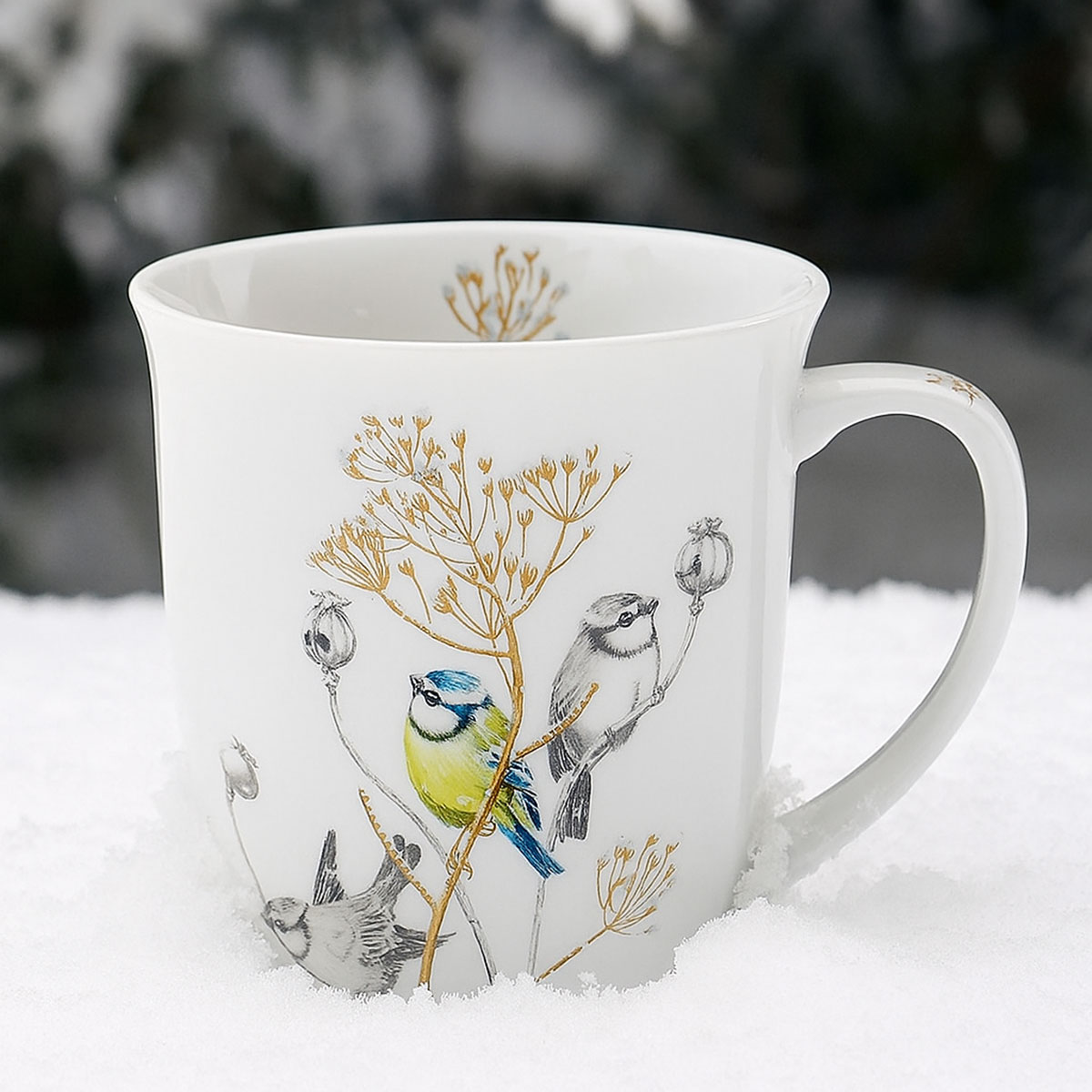 Mug en porcelaine Oiseaux dhiver  0,4 litre