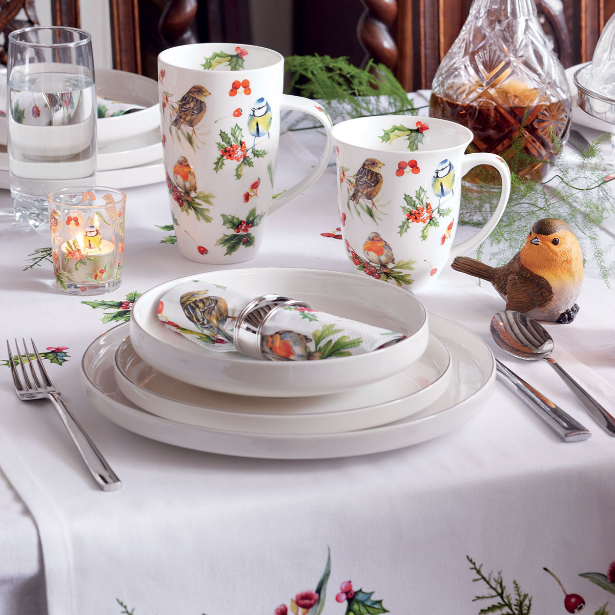 Mug en porcelaine Oiseaux dhiver  0,4 litre