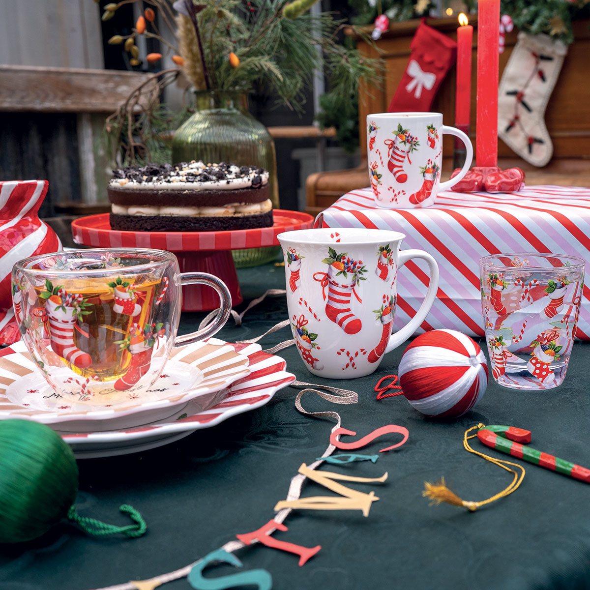 Tasse � Th� Double Paroi Chaussettes de No�l