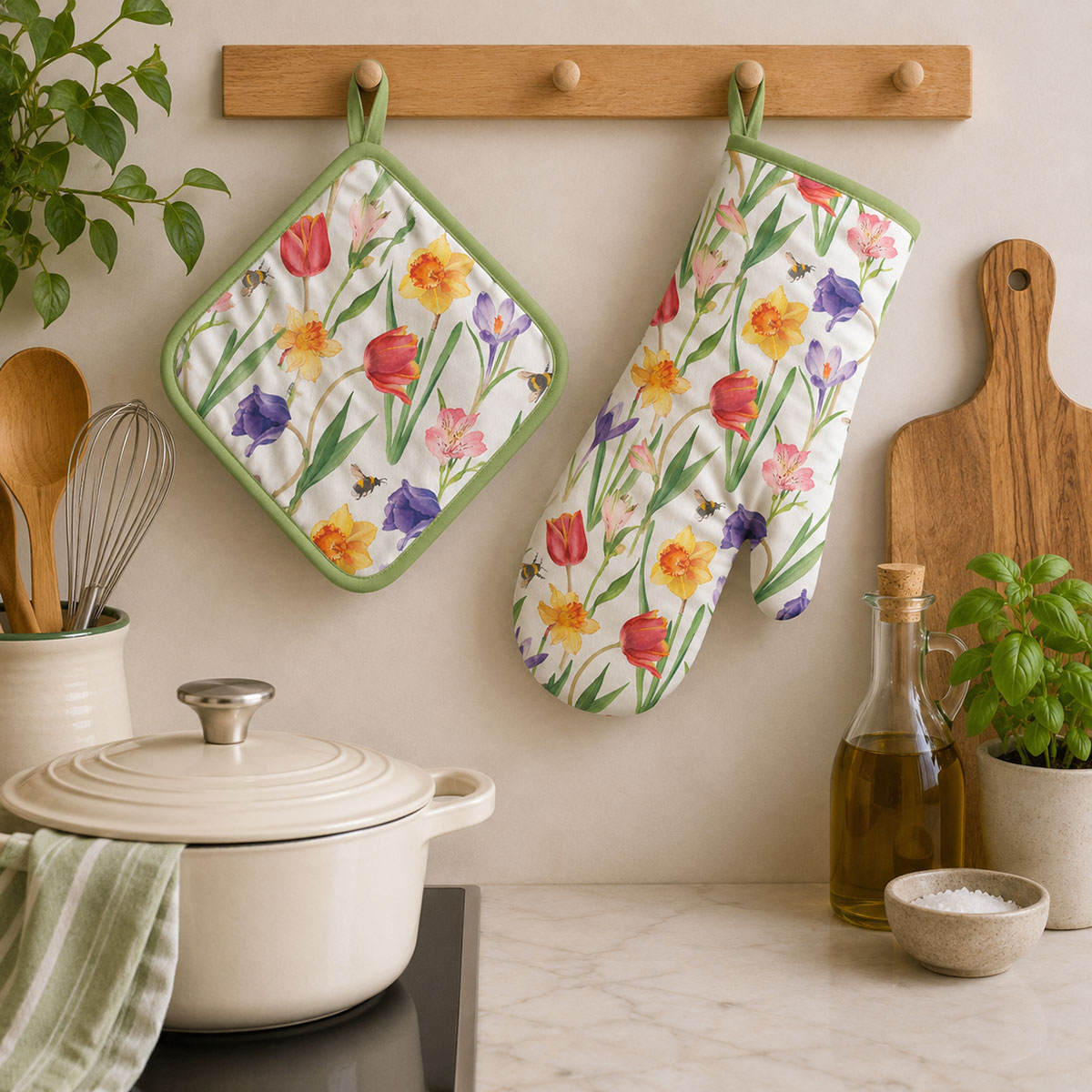 Manique de cuisine Fleurs printani�res 20 x 20 cm