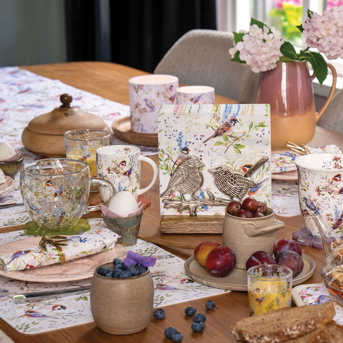 Tasse � th� double paroi Papillons et Fleurs Roses