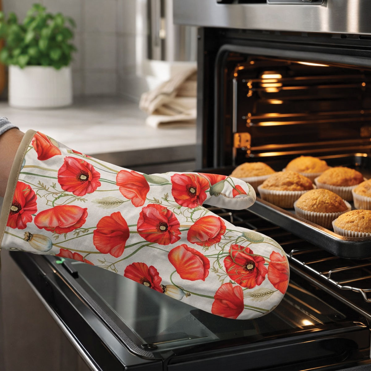 Gant de cuisine Coquelicots � 18 x 30 cm
