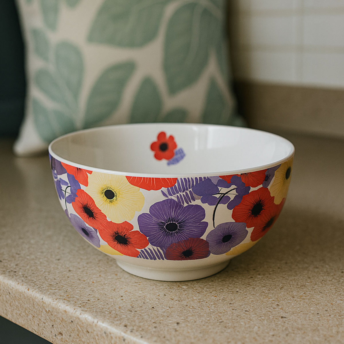 Bol en Porcelaine Fine  Coquelicots Multicolores