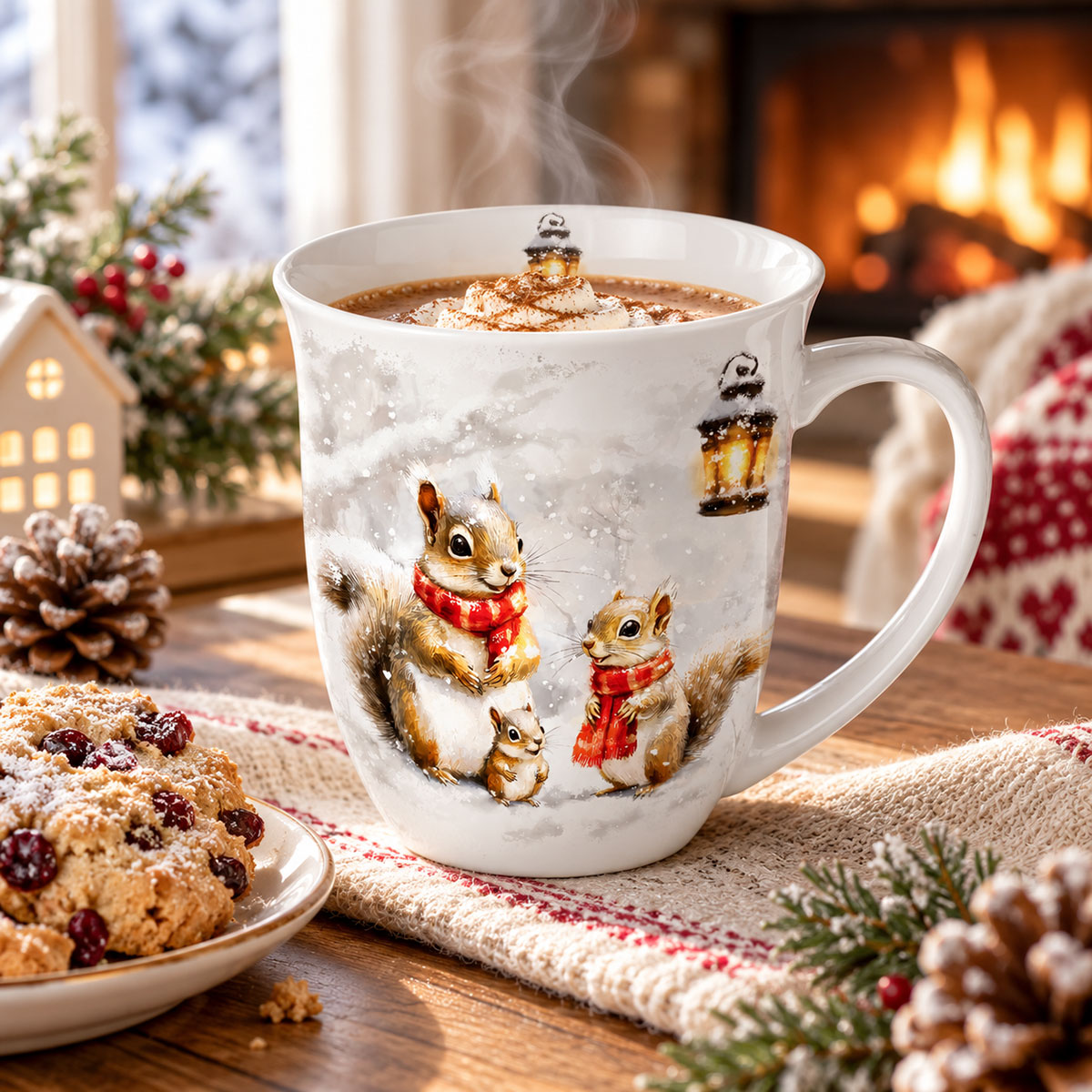 Mug �cureuils d'hiver en porcelaine fine 400 ml