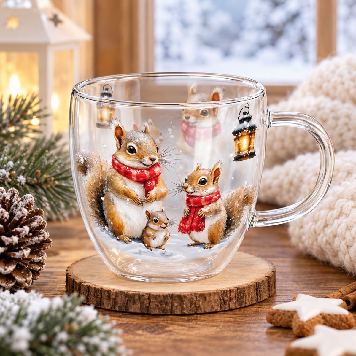 Tasse � th� double paroi �cureuils hiver 200 ml