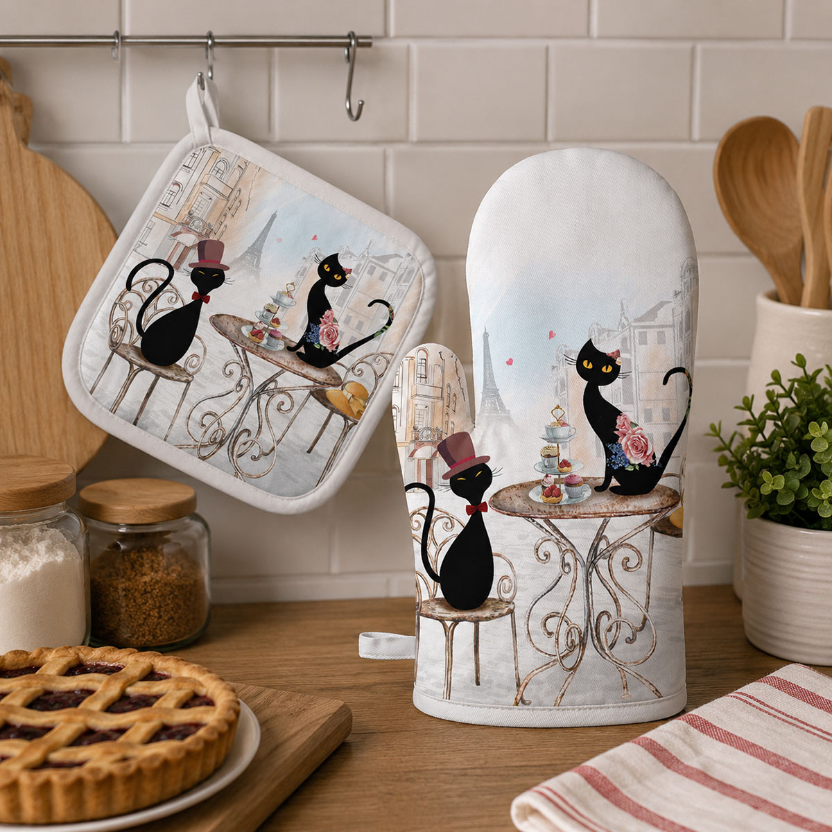 Manique de cuisine chats � Paris 20 x 20 cm