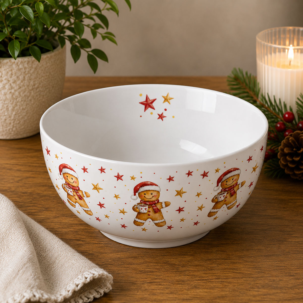 Bol en porcelaine fine d�cor Bonshommes Pain d'�pices