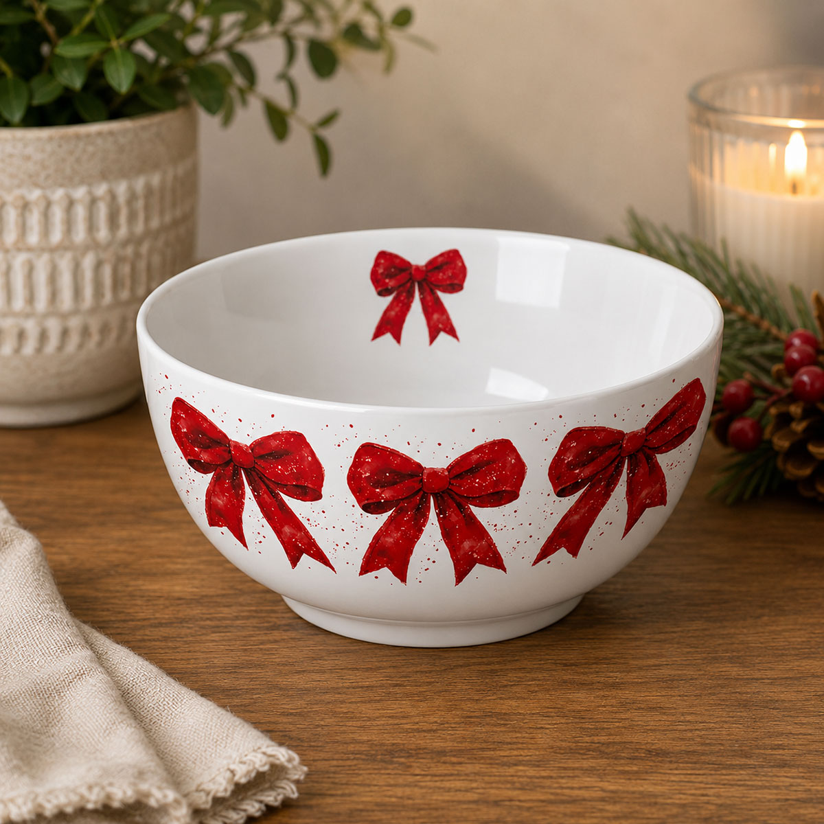 Bol en porcelaine fine d�cor N�uds Rouges