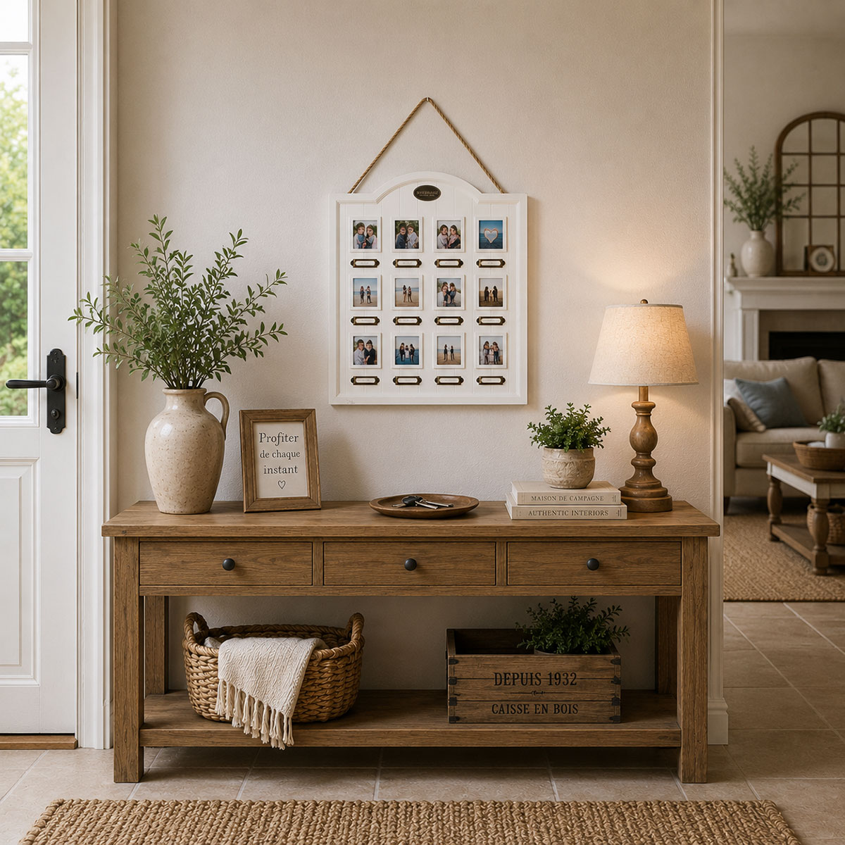 Cadre photo en bois blanc 12 vues