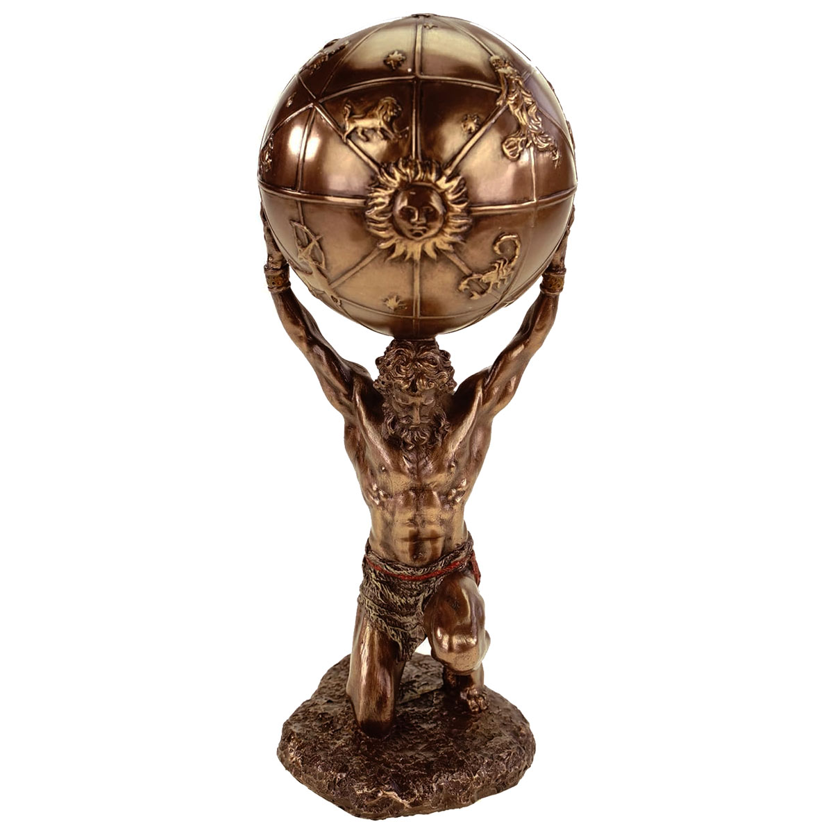 Figurine Atlas en rsine aspect bronze 20 cm