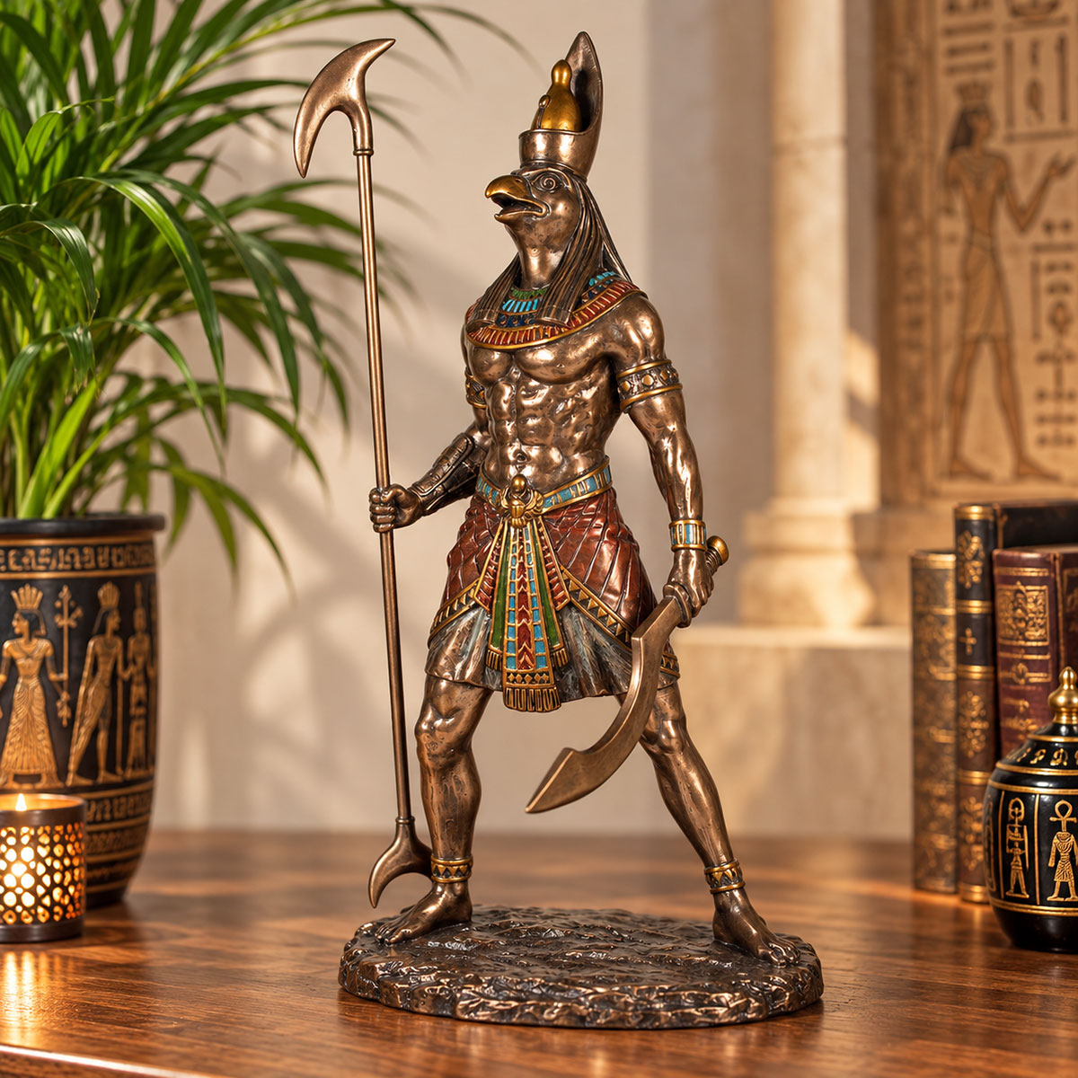 Statue Horus dieu �gyptien aspect bronze 27 cm