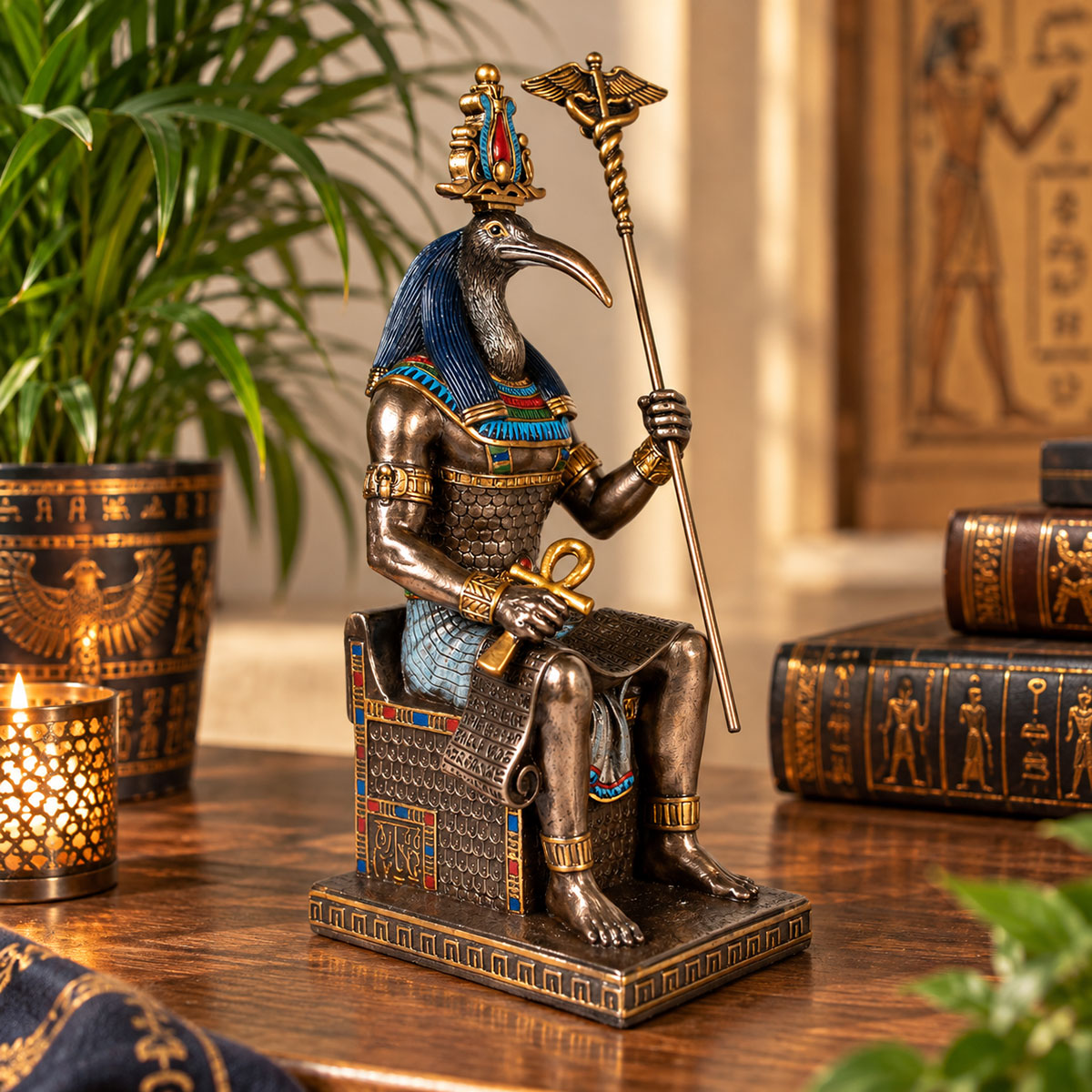 Statue Thot dieu �gyptien aspect bronze 23 cm