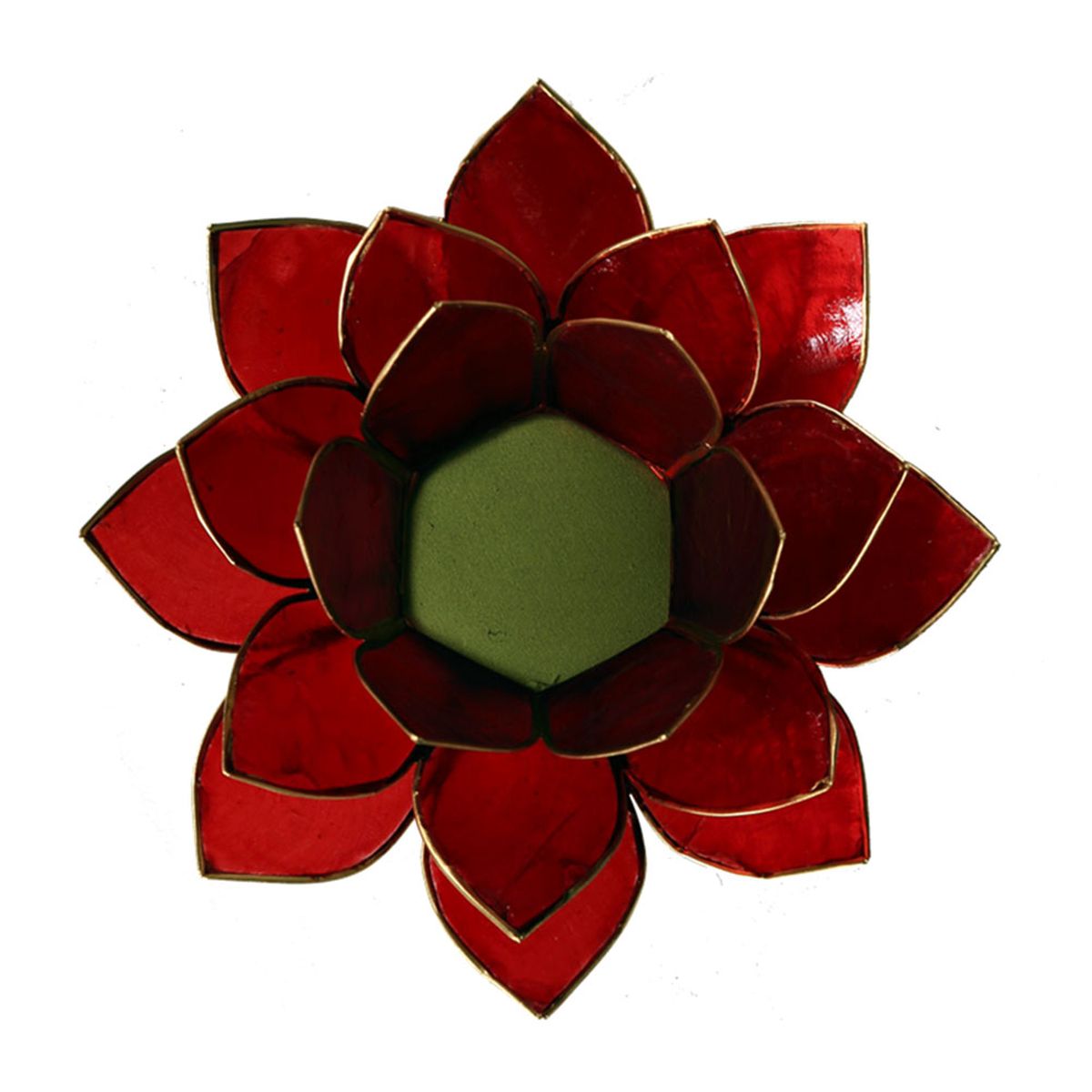 Photophore Fleur de Lotus rouge finition dore Chakra 1