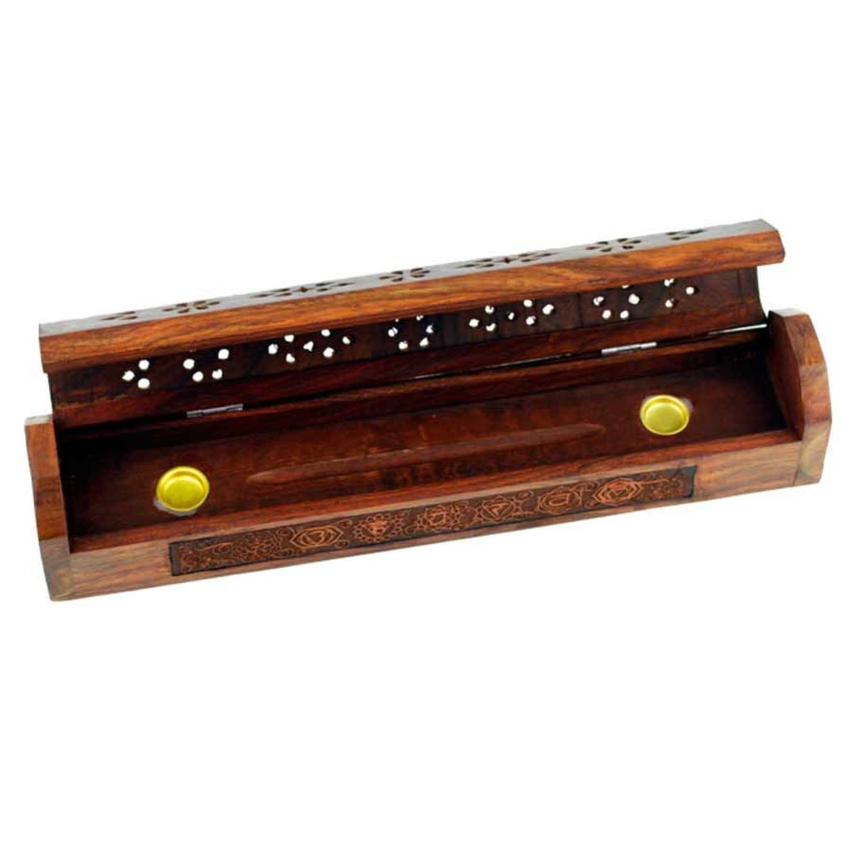 Boite Brle bton et cne d'encens Pentacle en bois