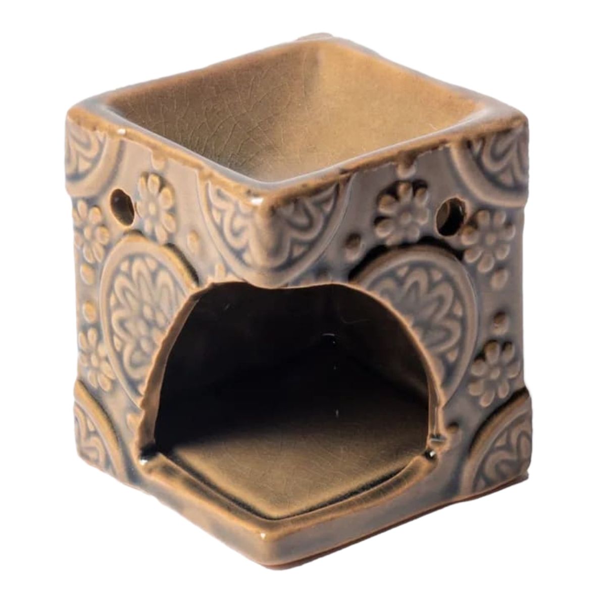 Brleur cire  fondre aromatique Marron - Fleurs